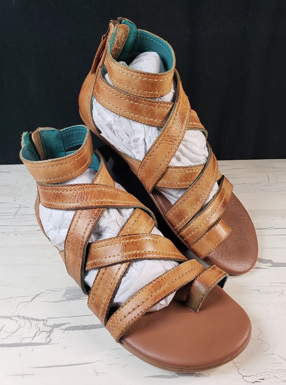Roan by Bed Stu 'Royalty' Leather Roman Sandals in Pecan - Women's size 9 - Picture 2 of 16